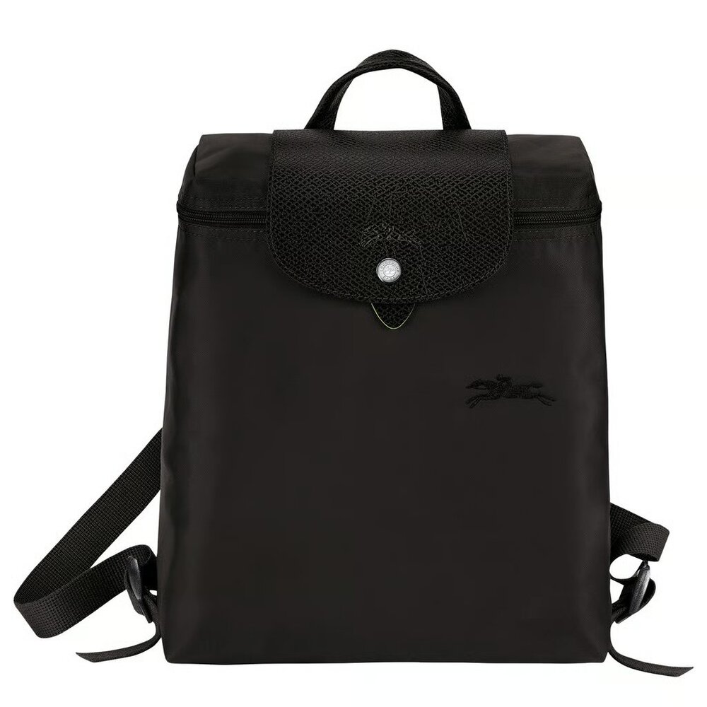 NWT Black Longchamp Le Pliage Green M Backpack